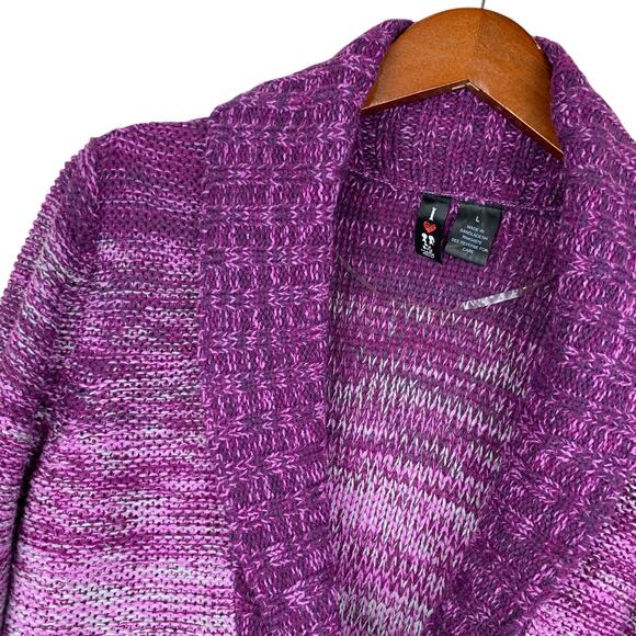 Boy Meets Girl Cardigan Sweater Purple Knit Toggle Longer Length Junior's L - Picture 4 of 8